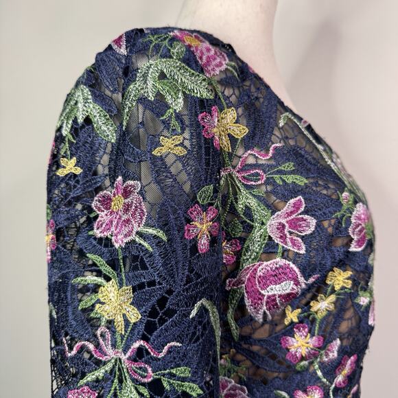 NWT Marchesa Notte Sheath Dress Alexis Floral Embroidered Size 6 Formal Romantic - Picture 14 of 16